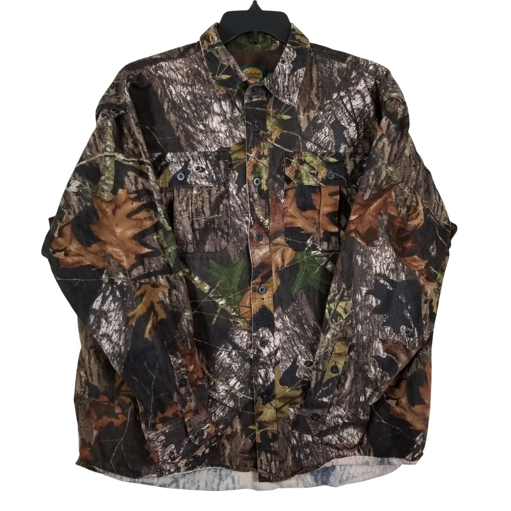 Cabelas Mens XL Camo‎ Hunting Shirt Mossy Oak Break-Up Infinity Mesh Vent 932711